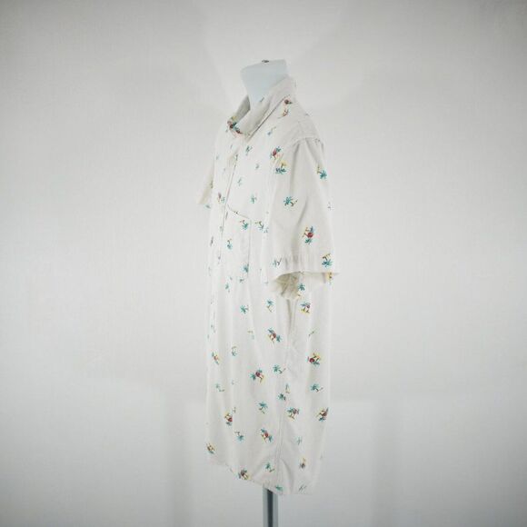 American Eagle Cream Palm Tree Seriously Soft Medium Short Sleeve Button Down - Picture 4 of 10